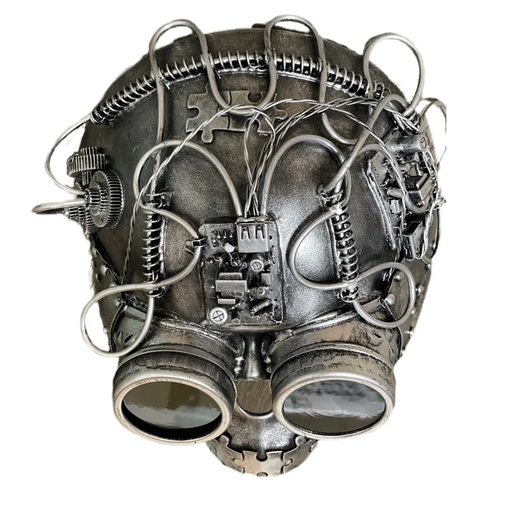 Silver Robotic Steampunk Skull full face Mask NWT!